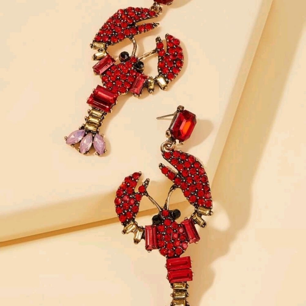 Rhinestone Lobster Earrings